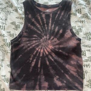 Hollister Black and Pink Tie-Dye Tank Top